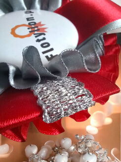 Kotylion podwójny - premium silver - 3
