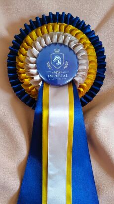 Kotylion potrójny #3 - granatowy / złoty / beżowy