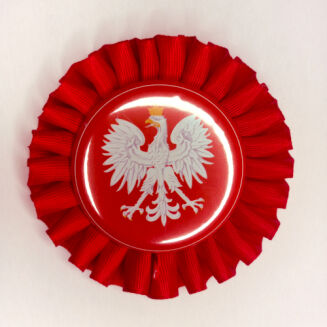 Kotylion patriotyczny - czerwony z godłem - 2